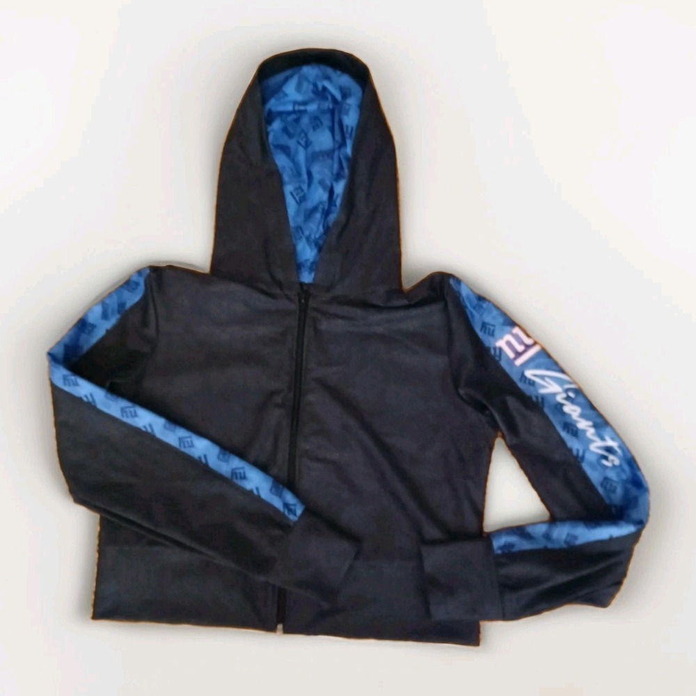 NWT Certo NY‎ Giants Cropped Hoodie Women Small Zipper Charcoal Dark Royal NWT